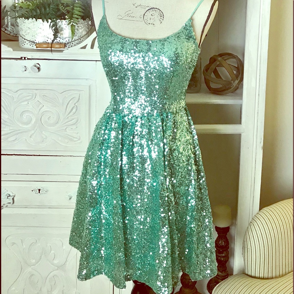 Aqua/Mint Sequined Baby Doll